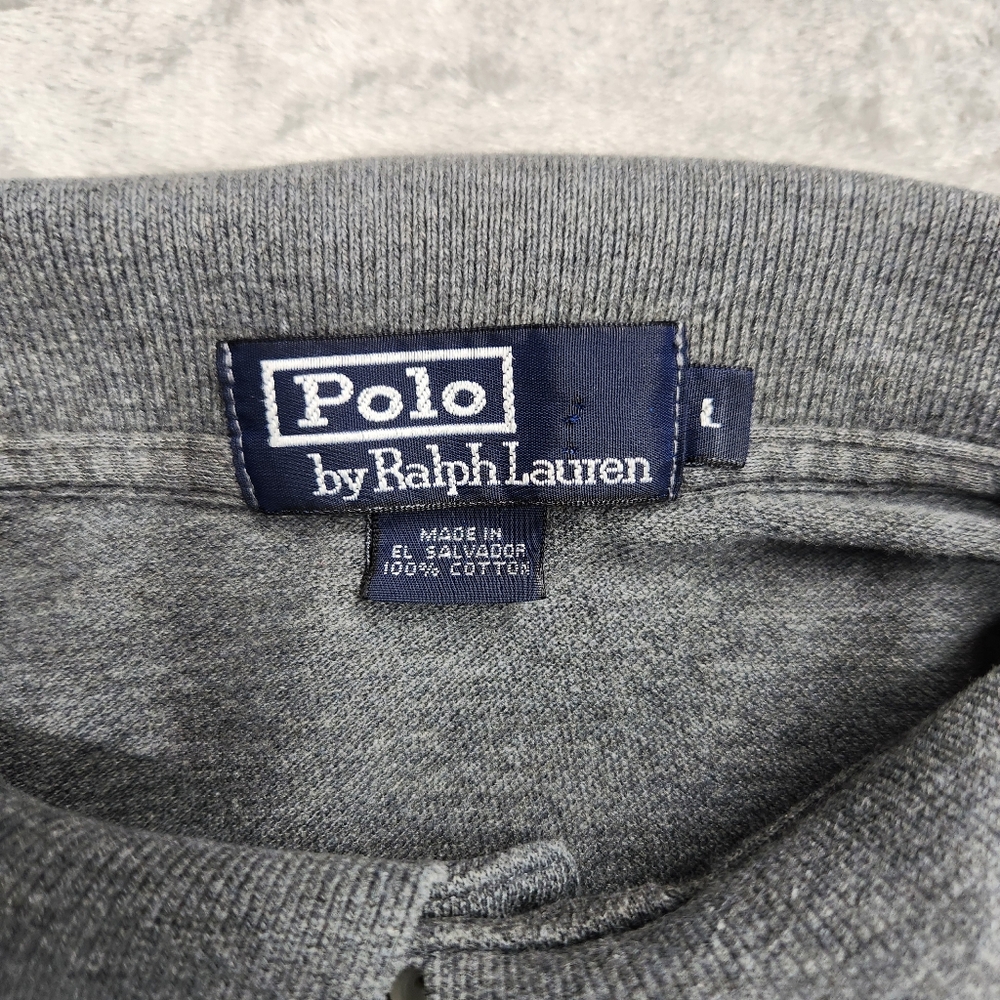 Polo Ralph Lauren Polo Shirt Mens Large Collared Rib Knit Embroidered Logo Gray - Picture 3 of 6
